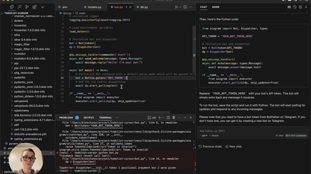 Командуем ИИ, чтобы написать телеграм–бота / Обзор Cursor.sh