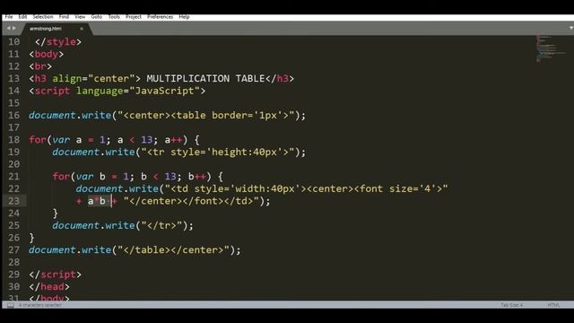 Multiplication Table in JavaScript смотреть онлайн