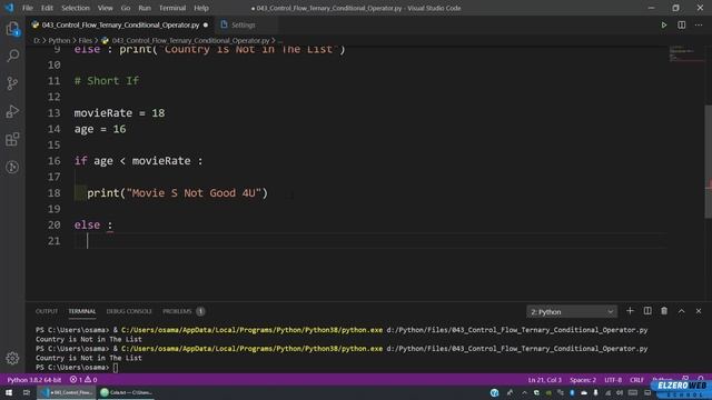 Learn Python in Arabic #043 - Control Flow - Ternary Conditional Operator смотреть онлайн