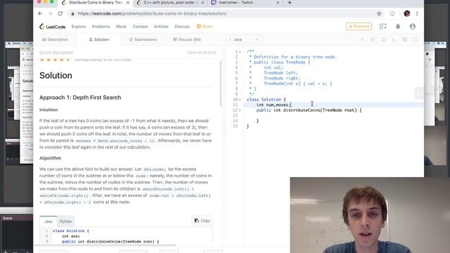 LeetCode Distribute Coins in a Binary Tree Explained - Java смотреть онлайн