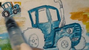 Простой рисунок синего трактора для детей и начинающих #синийтрактор #рисунокдлядетей