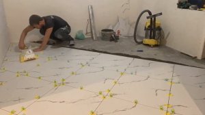 Укладка плитки 60х60 на пол по диагонали единым контуром с помощью СВП 3D крестики