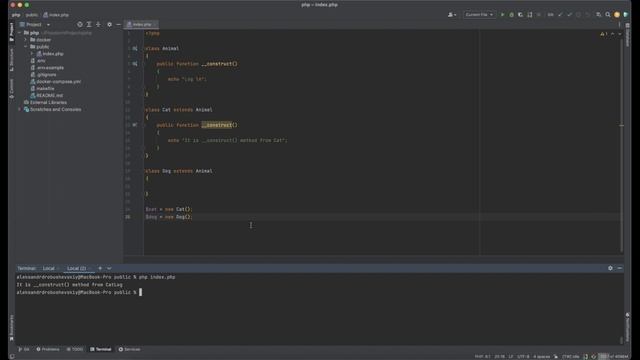 PHP magic method __construct() with example смотреть онлайн