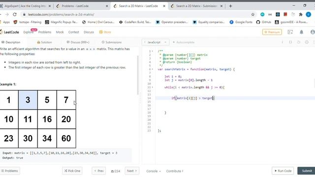 LeetCode - Search a 2D Matrix - Javascript смотреть онлайн