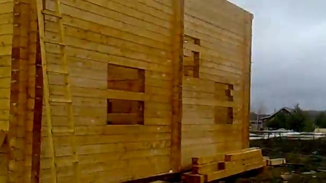 Окончание сборки дома из проф бруса 200 на 200 мм. Усть Качка. смотреть онлайн
