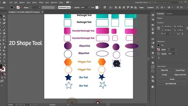 2D Shape tools illustrator #rectangle #roundedrectangle #Ellipse #polygon #star #flare смотреть онлайн