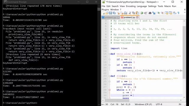 Euler Problem 2 - Fibonacci - Simple Programming in Python смотреть онлайн
