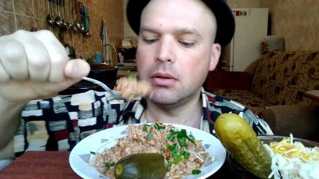 МУКБАНГ гречка по купечески / MUKBANG Buckwheat By Merchant