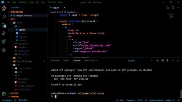 Vite Setup for Vue, React & Preact