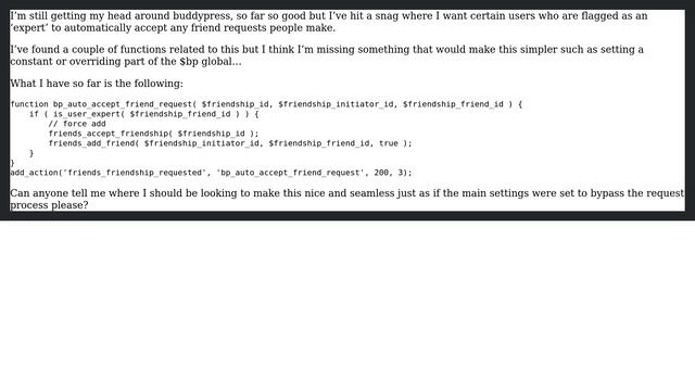 Wordpress: How to auto-accept a friend-request in buddypress based on user meta? смотреть онлайн