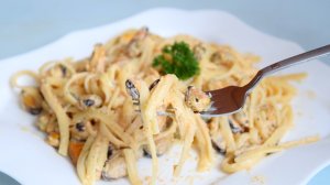Паста с МИДИЯМИ в нежном сливочном соусе. БЫСТРО и ВКУСНО.