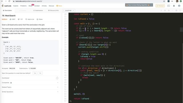 LeetCode 79 Word Search (Back Tracking) | JSer - JavaScript & Algorithm смотреть онлайн