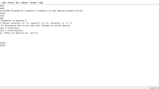 PHP Program To display 9 elements in 3x3 matrix format смотреть онлайн