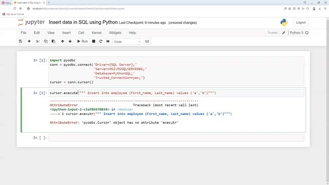 Insert data in SQL using Python смотреть онлайн