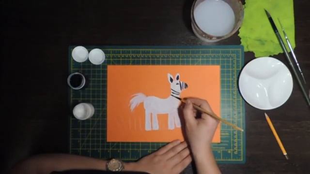 Тема "Зебра из Aфрики", Рисование гуашью. смотреть онлайн