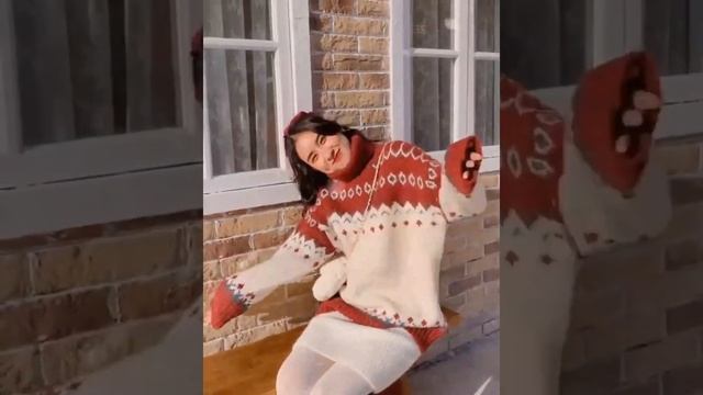 摩天輪聖誕毛衣女 聖誕衣服 圓領/高領拼色印花針織衫 秋冬新款寬鬆復古慵懶風針織衫外套 смотреть онлайн