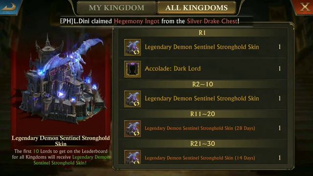 New Stronghold Skin - Dragon Chest Event - King Of Avalon KOA