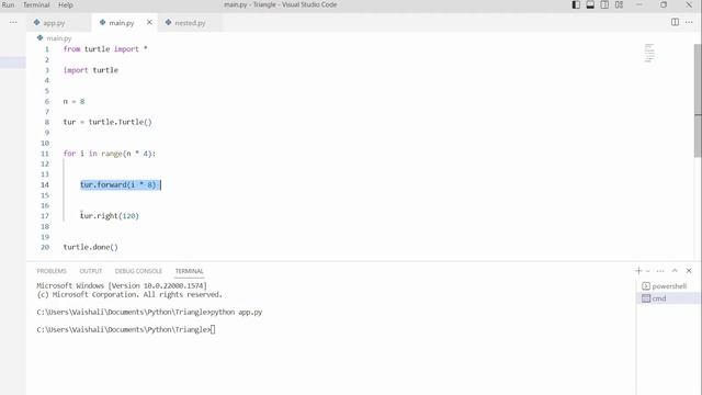 How to draw triangle in Python Turtle | Python Turtle Triangle смотреть онлайн