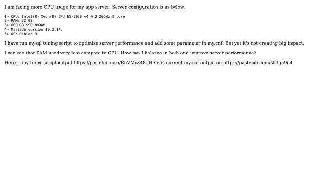 mariadb takes too much load though having sufficient RAM смотреть онлайн