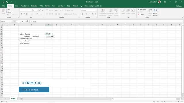 How to Remove Spaces in Cells in Excel | How to use the TRIM Function смотреть онлайн