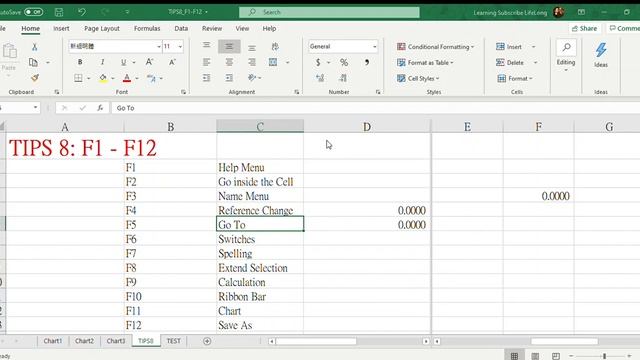 Excel TIPS 8: F1 To F12 Short Cut (廣東話教學）