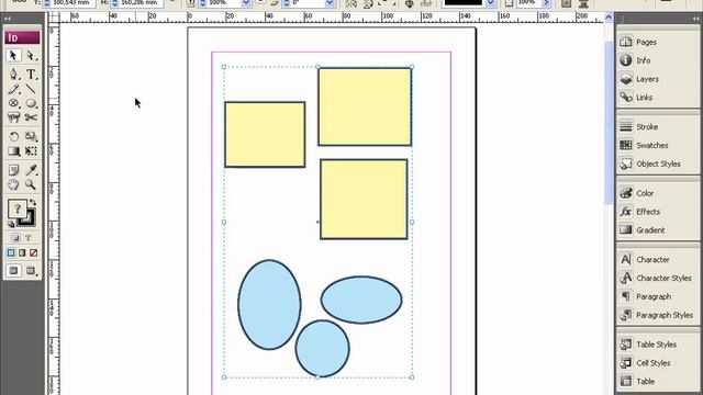 Группировка объектов в Adobe InDesign