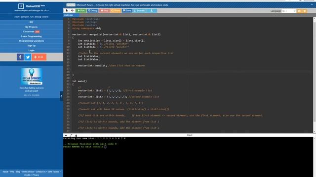 Leet Code -Merging Two List (Using Vectors) смотреть онлайн