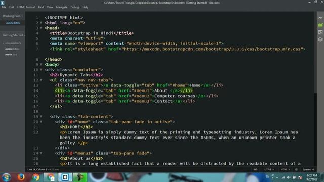 Bootstrap Tutorial in Hindi | Bootstrap Dynamic Tabs in Hindi смотреть онлайн