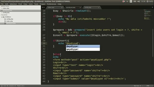 PHP Dərslər #50 - #PDO, İstifadəçi paneli scripti(1) смотреть онлайн
