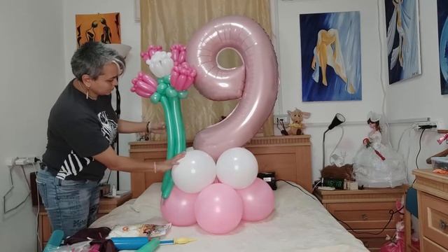 Композиция из шаров на день рождения без гелия своими руками! смотреть онлайн