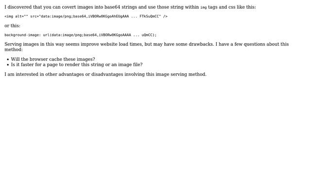 Webmasters: advantages and disadvantages of base64 image strings смотреть онлайн
