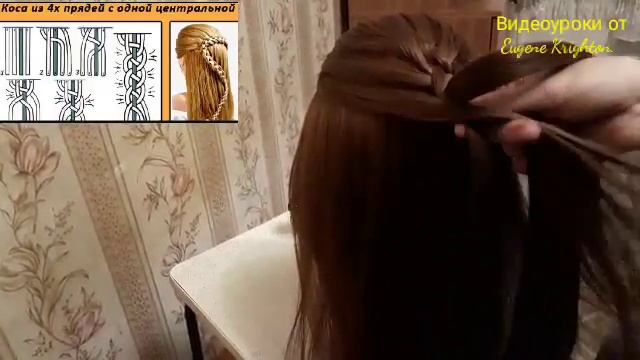 Коса из четырех прядей. смотреть онлайн