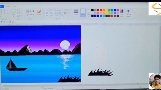 How to draw a beautiful sunset gradient effect on Microsoft pain tutorial step by steps / master ki смотреть онлайн