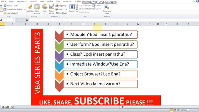 Excel macro in Tamil | Part-3 | Module and User form | Excel VBA Tutorial | எக்ஸெல் மேக்ரோ தமிழில смотреть онлайн