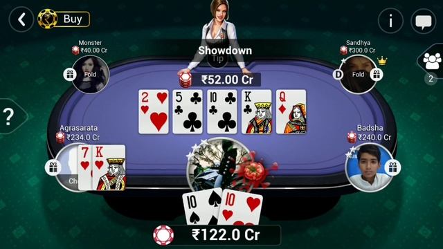 Poker 202 Cr Pot ?| Flush Vs Full House | TEEN PATTI GOLD | POKER смотреть онлайн
