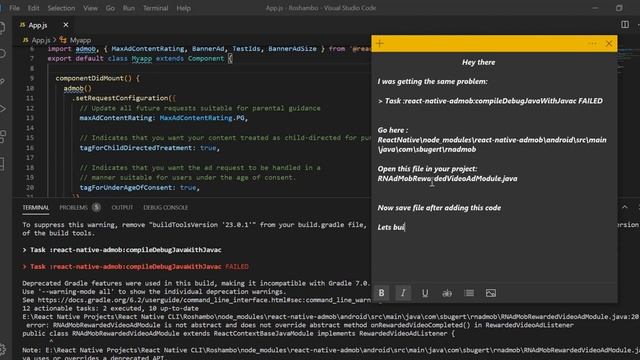 Task :react-native-admob:compileDebugJavaWithJavac FAILED (SOLVED) смотреть онлайн