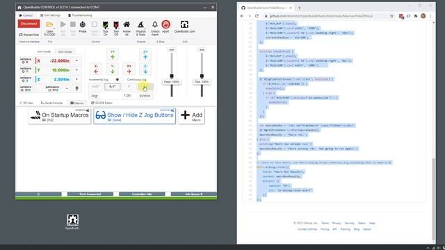 Hide Z Jog Buttons In OpenBuilds Control Using Javascript Macros смотреть онлайн