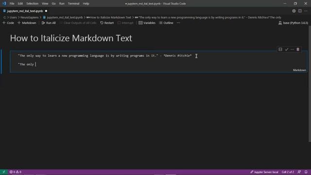 Jupyter Notebook | Markdown | How to Italicize Text смотреть онлайн