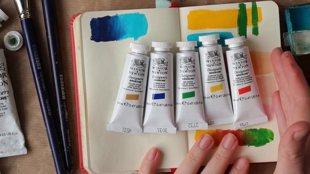 Обзор на гуашь Winsor&Newton + показываю свои работы смотреть онлайн