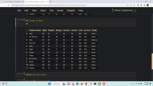 Python Pandas Tutorial 6 : Conditional update a Dataframe | Index wise update | Aksadur | Bangla смотреть онлайн