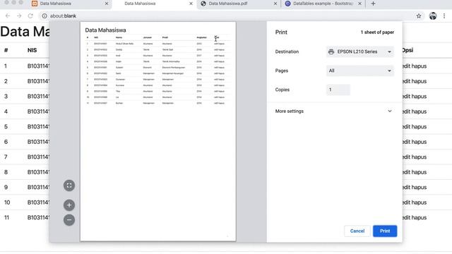 Export Data ke PDF, Excel dan Direct Print pada Codeigniter 3 dan Plugin DataTables смотреть онлайн