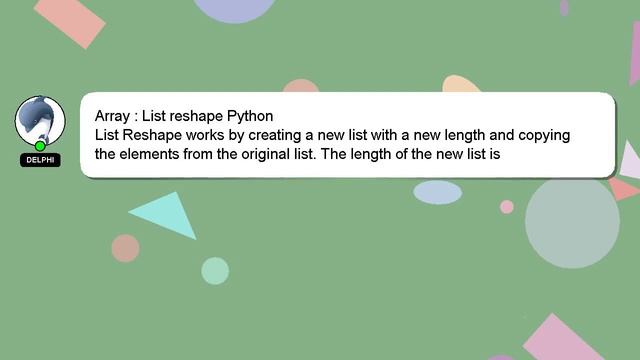 Array : List reshape Python смотреть онлайн