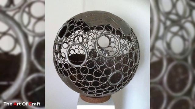Metal Sculpture Ball Garden Steel Sphere-Art-Modern-Handmade-Scrap Metal Art смотреть онлайн