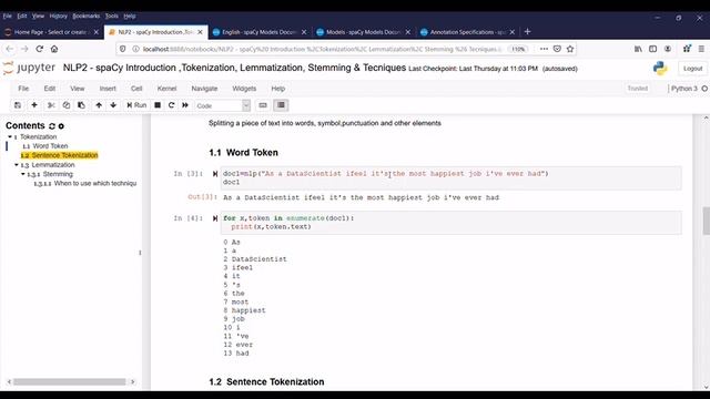 NLP2 - spaCy Introduction ,Tokenization, Lemmatization, Stemming & Techniques смотреть онлайн