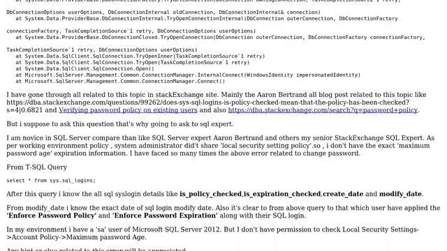 Is it possible to know the remaining 'expiration of sql login password date' & maximum password... смотреть онлайн