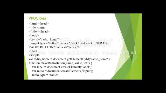 Dynamically Create Radio Button in Javascript смотреть онлайн