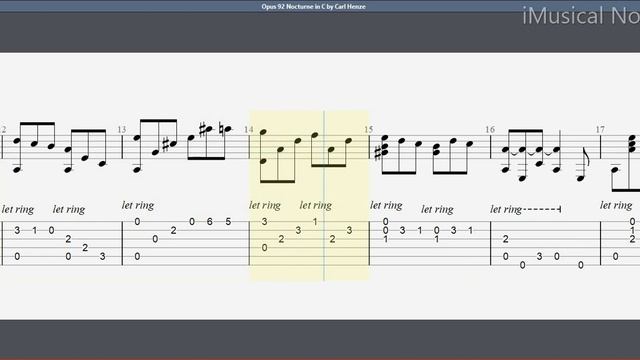 Guitar TAB - Carl Henze : Opus 92 Nocturne in C | Tutorial Sheet Lesson #iMn смотреть онлайн