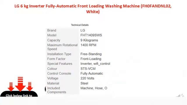LG 6 Kg Inverter Fully-Automatic Front Loading Washing Machine (FH0FANDNL02, White)