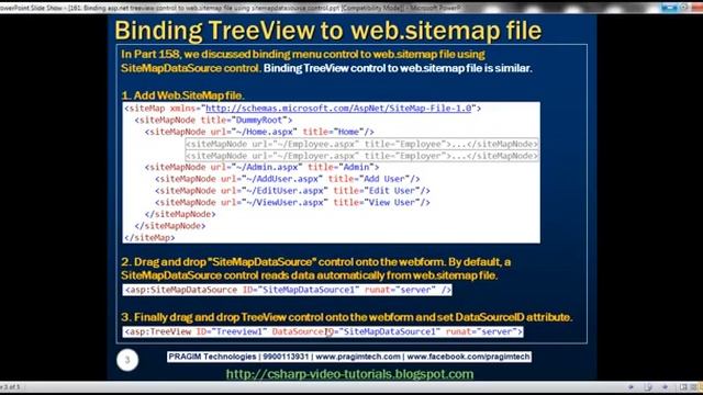 Part 161 Binding asp net treeview control to web sitemap file using sitemapdatasource control смотреть онлайн