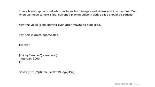 HTML : bootstrap carousel - pause the html video while sliding смотреть онлайн